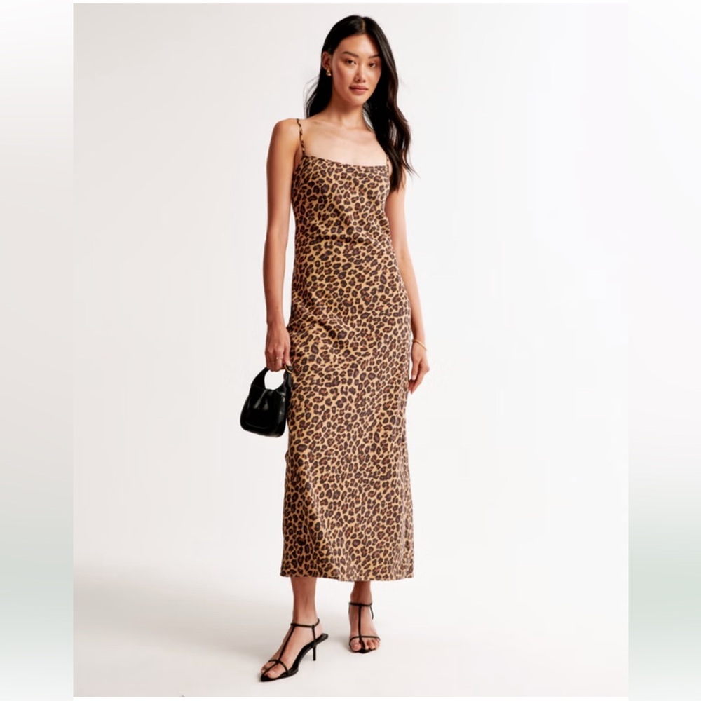 🆕🫎 Abercrombie Leopard Julia Slip Maxi Dress Small NWT - Picture 12 of 14